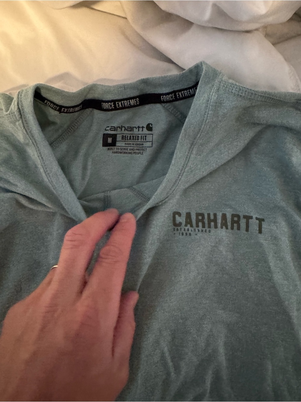 Carhartt Heathered Seafoam Green Relaxed Fit Tee with Chest Logo